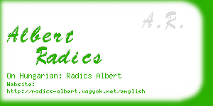 albert radics business card